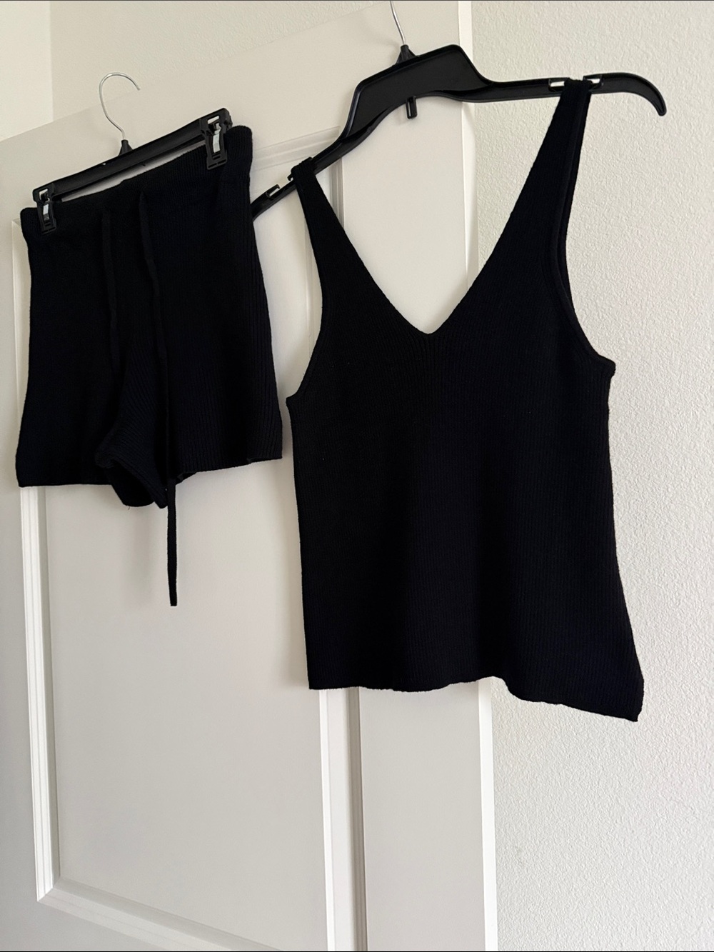 Black Tape_ Black Ribbed Knit Shorts